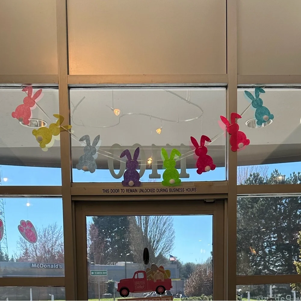 5.9ft Pre-strung Multicolor Felt Easter Bunny Garland Banner with Pom Pom Tails